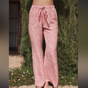 Hermoza Joslyn Floral Linen Blend Wide Leg High Rise Pants